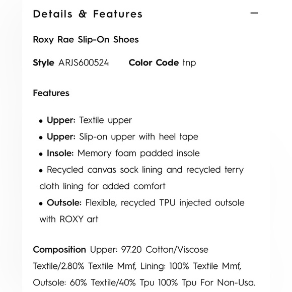 Roxy Rae Slip-On Shoes ARJS600524 Tan Pinstripe Size 6.5 - EUC - Picture 8 of 10